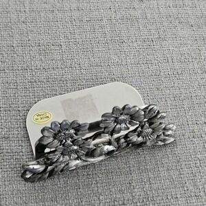 Metal silvertone floral business‎ card photo/recipe holder
